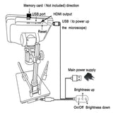 Vividia HM-407 HDMI/LCD/USB Digital Manual Focus Microscope with 7" LCD Screen 4MP Resolution 270x Magnification